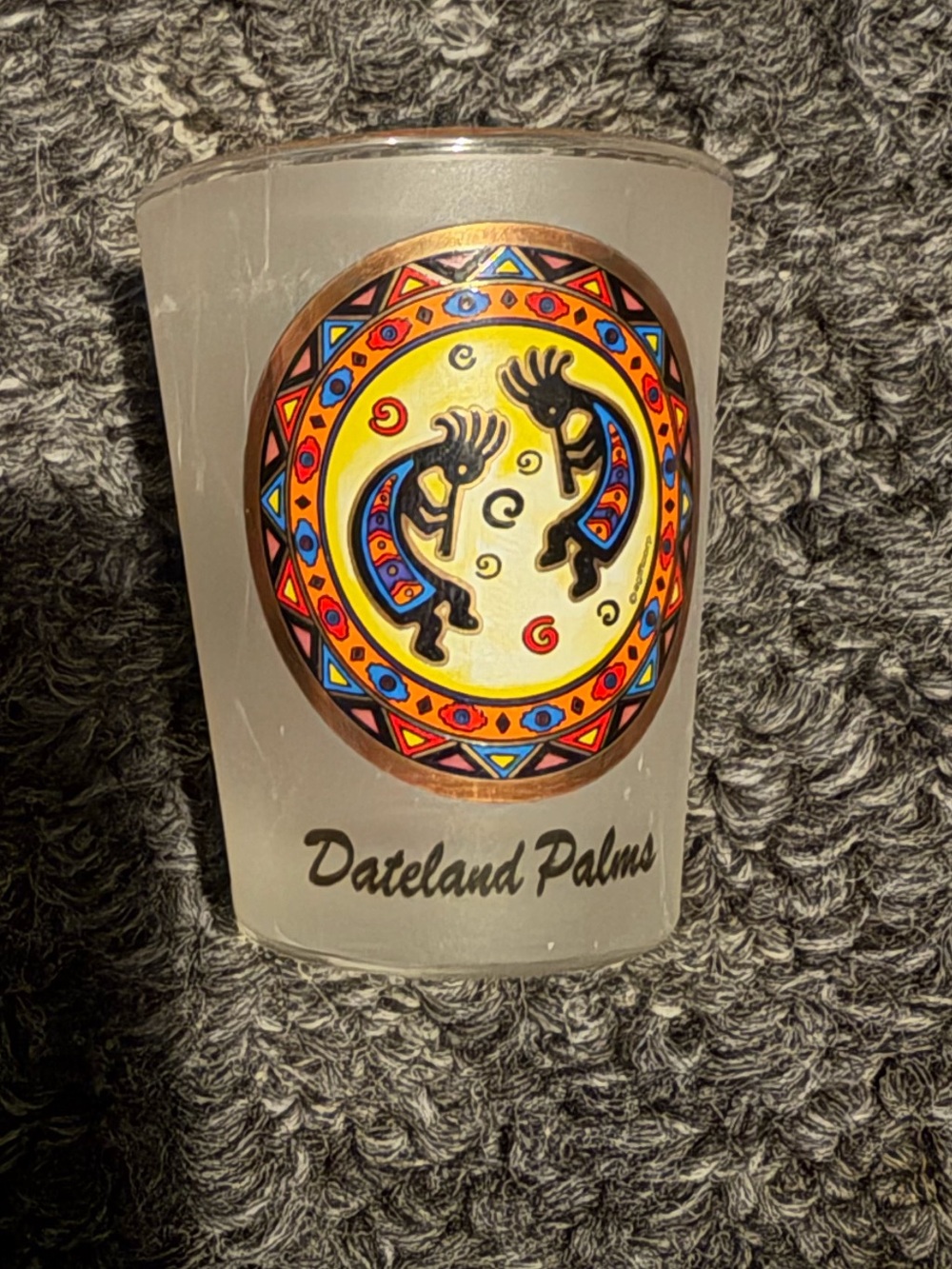 Dateland Palms Frosted Shot Glass with Native American Design
